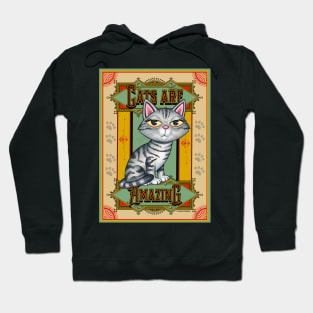 Cute Gray Tabby Kitty on Cats are Amazing in Tan Hoodie